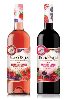 The Echo Falls fruit fusion range (two of which are pictured above) launches later this Summer in the UK The Echo Falls fruit fusion range (two of which are pictured above) launches later this Summer in the UK